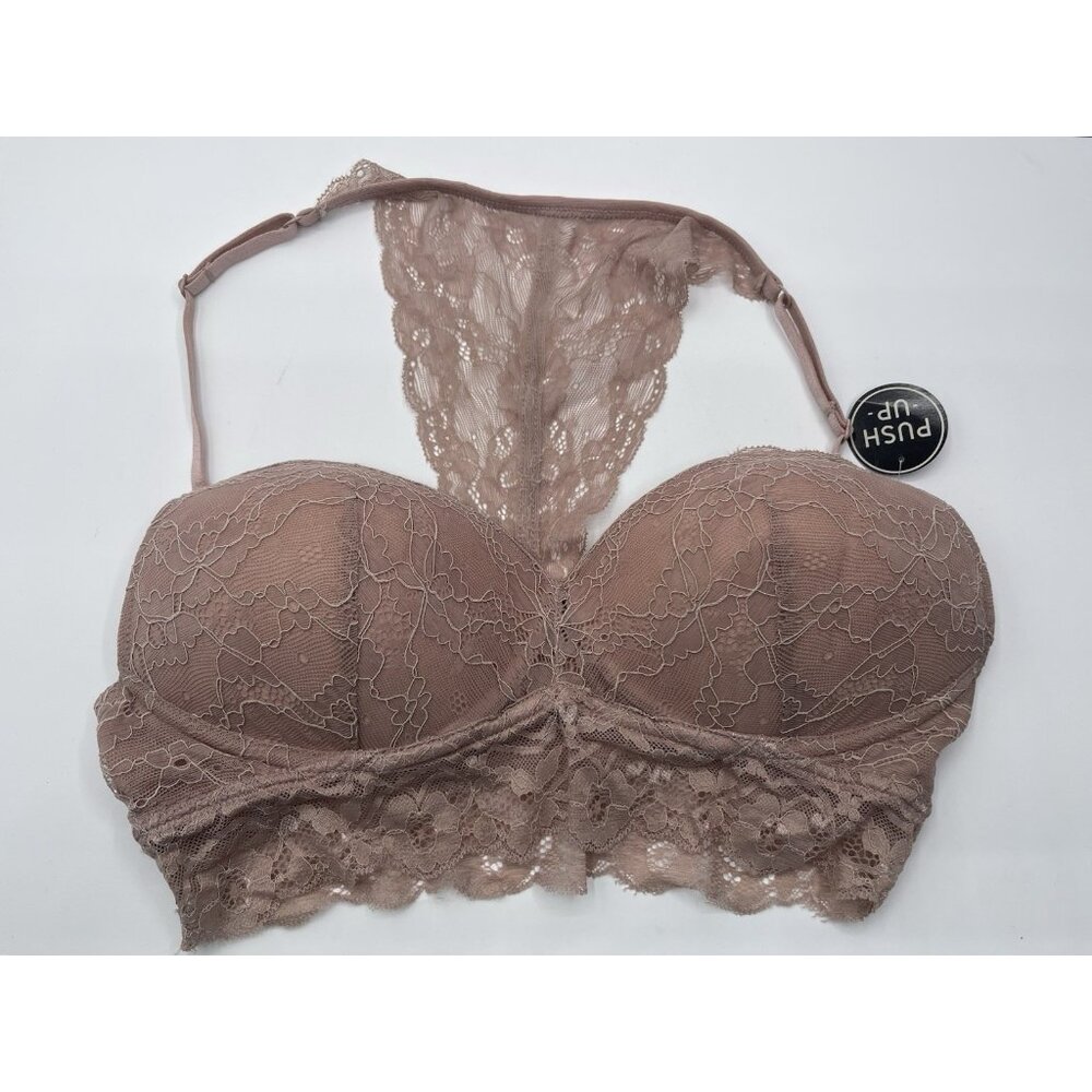 Trillium Lace Bra Womens Size Small S Beige Padded Racerback‎ Floral Ladies